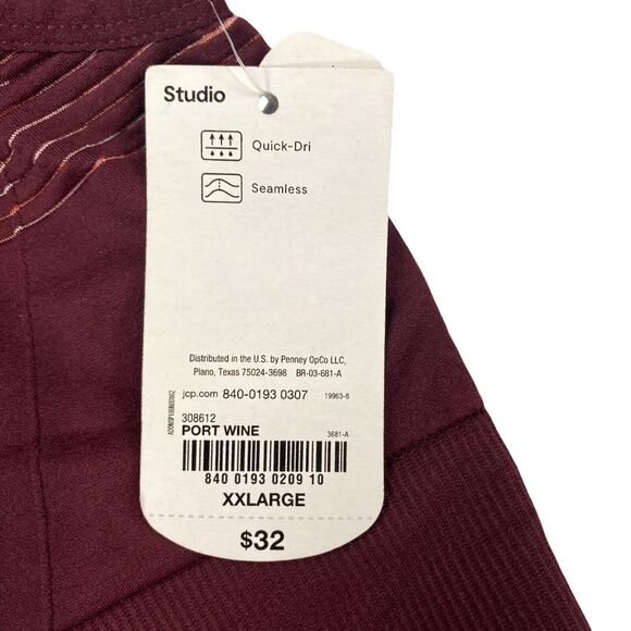 Xersion Crop Top Womens 2XL Burgundy Space Dye Quick Dry Sleeveless Sportswear - Picture 2 of 10